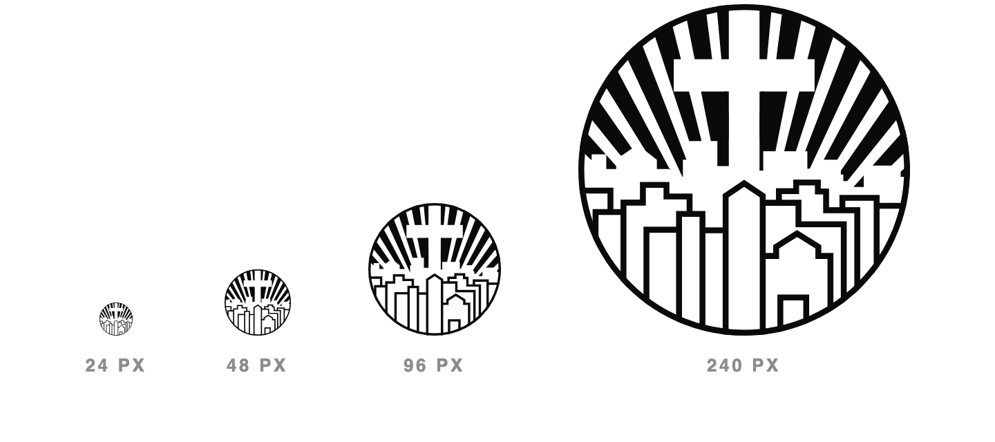 The emblem at 24, 48, 96 and 240 pixels