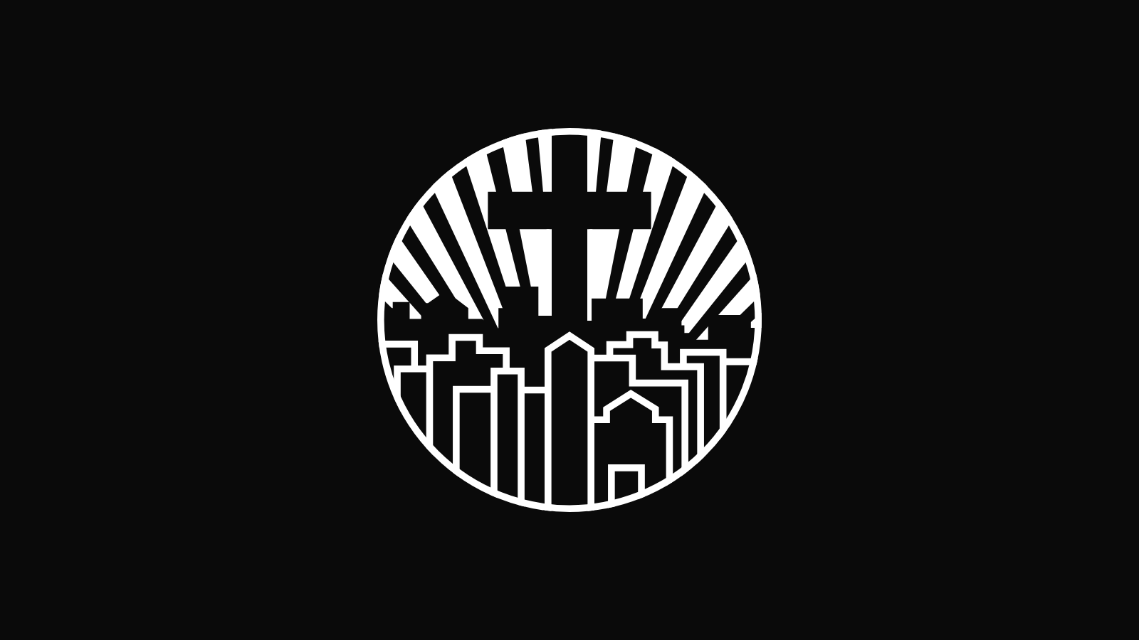 The City of Refuge emblem in white on a black field